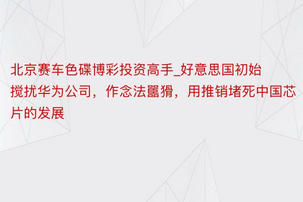 北京赛车色碟博彩投资高手_好意思国初始搅扰华为公司，作念法嚚猾，用推销堵死中国芯片的发展